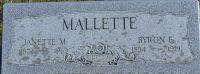 MALLETTE, Byron and Jeanette - Grave
Springfield, Cemetery, Springfield, Otsego, New York, USA