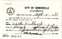 KIRKLAND, Walter W. 'Spraky' - BIRTH Certificate
Somerville, Middlesex, Massachusetts, USA KIRKLAND, Walter W. 'Spraky' - BIRTH Certificate
Somerville, Middlesex, Massachusetts, USA