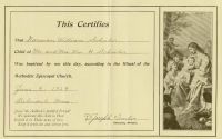 SCHULER, Norman William - Baptismal Certificate - 1929
Belmont, Middlesex, Massachusetts, USA