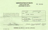 ECKLER, Alida (Cronkhite) - DEATH CERTIFICATE - 7 Jan 1894
from Town Clerk, Town of Stark, Herkimer, New York ECKLER, Alida (Cronkhite) - DEATH CERTIFICATE - 7 Jan 1894
from Town Clerk, Town of Stark, Herkimer, New York